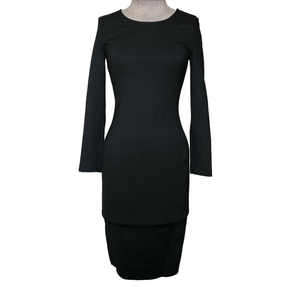 Brass Black Bodycon Long Sleeve Knee Length Dress Size XS